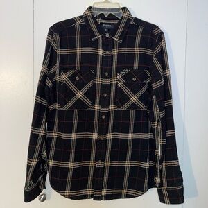 Brixton Cotton Flannel Black Tan & Red Pattern Small